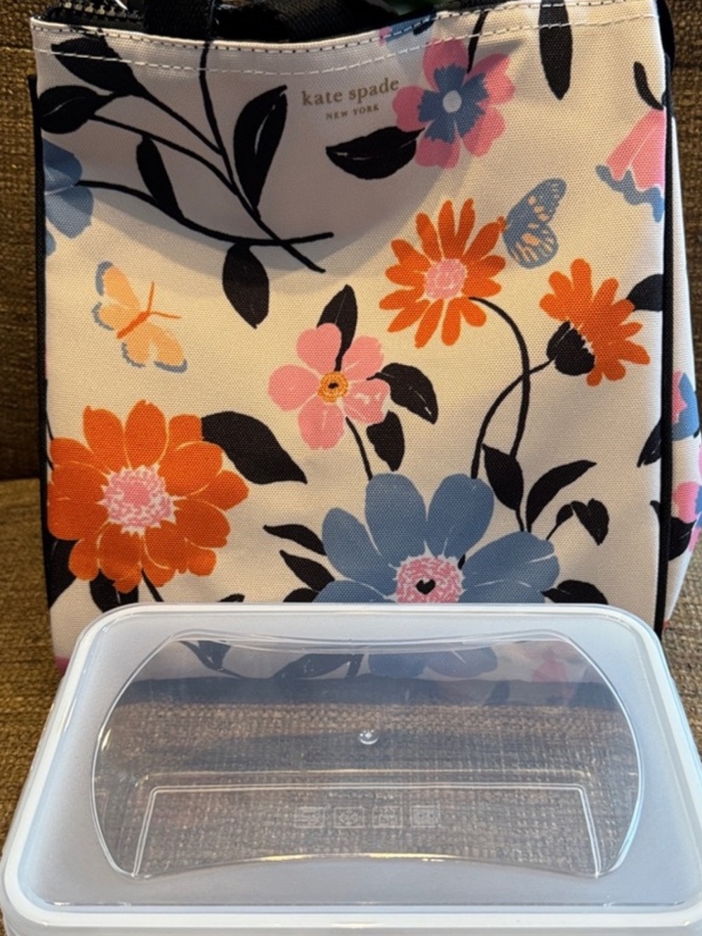 NWT Kate Spade floral lunch bag tote with food storage container NWT